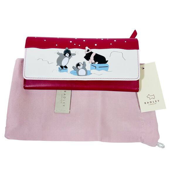 Radley London Hole Lotta Fun Wallet Large White Red Leather Flap New - Picture 2 of 12